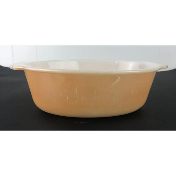 Fire King Anchor Hocking Peach Luster Swirl Round Casserole 1 1/2 Quart - Picture 2 of 13